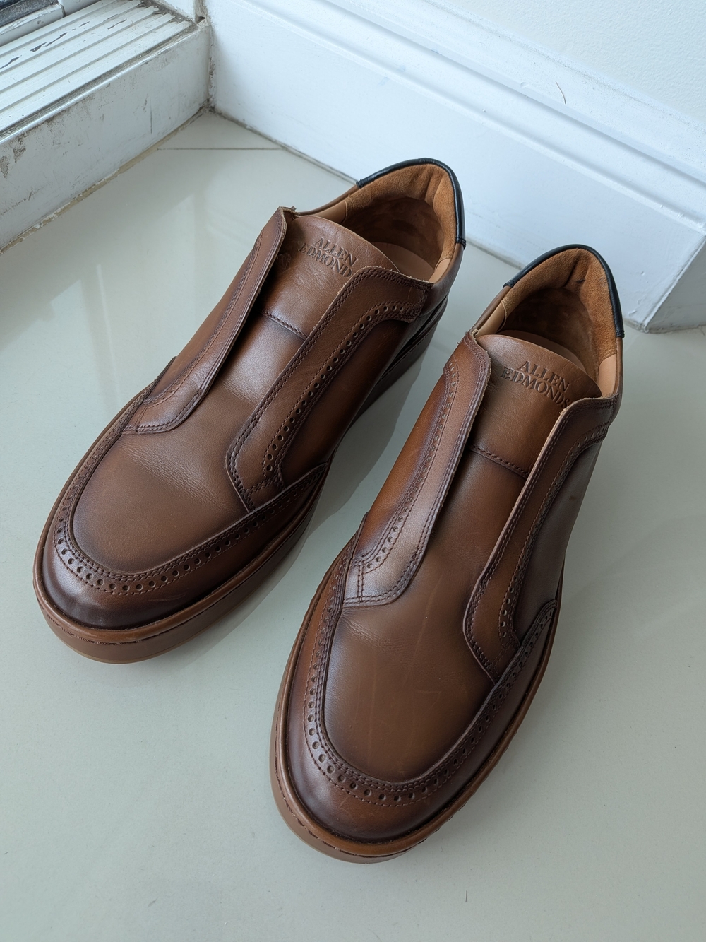 Allen Edmonds Brown Leather Slip-On Wingtip Loafers